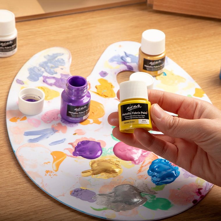 Set 8 Pinturas De Tela Metálicas 20 Ml Mont Marte 7