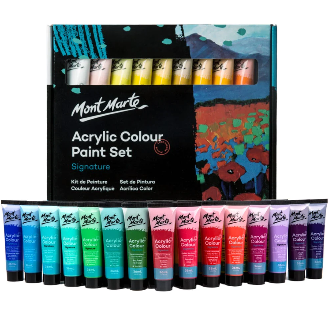 Estuche 36 Pinturas Acrílicas Mont Marte X 36ml 1