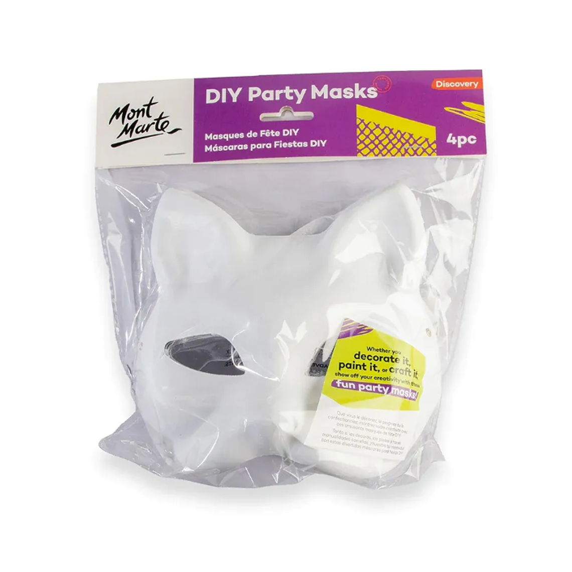 Set 4 Máscaras De Gato Para Pintar En Papel Mache Mont Marte 1