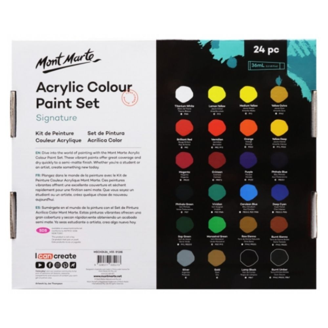 Estuche 24 Pinturas Acrílicas Mont Marte 3