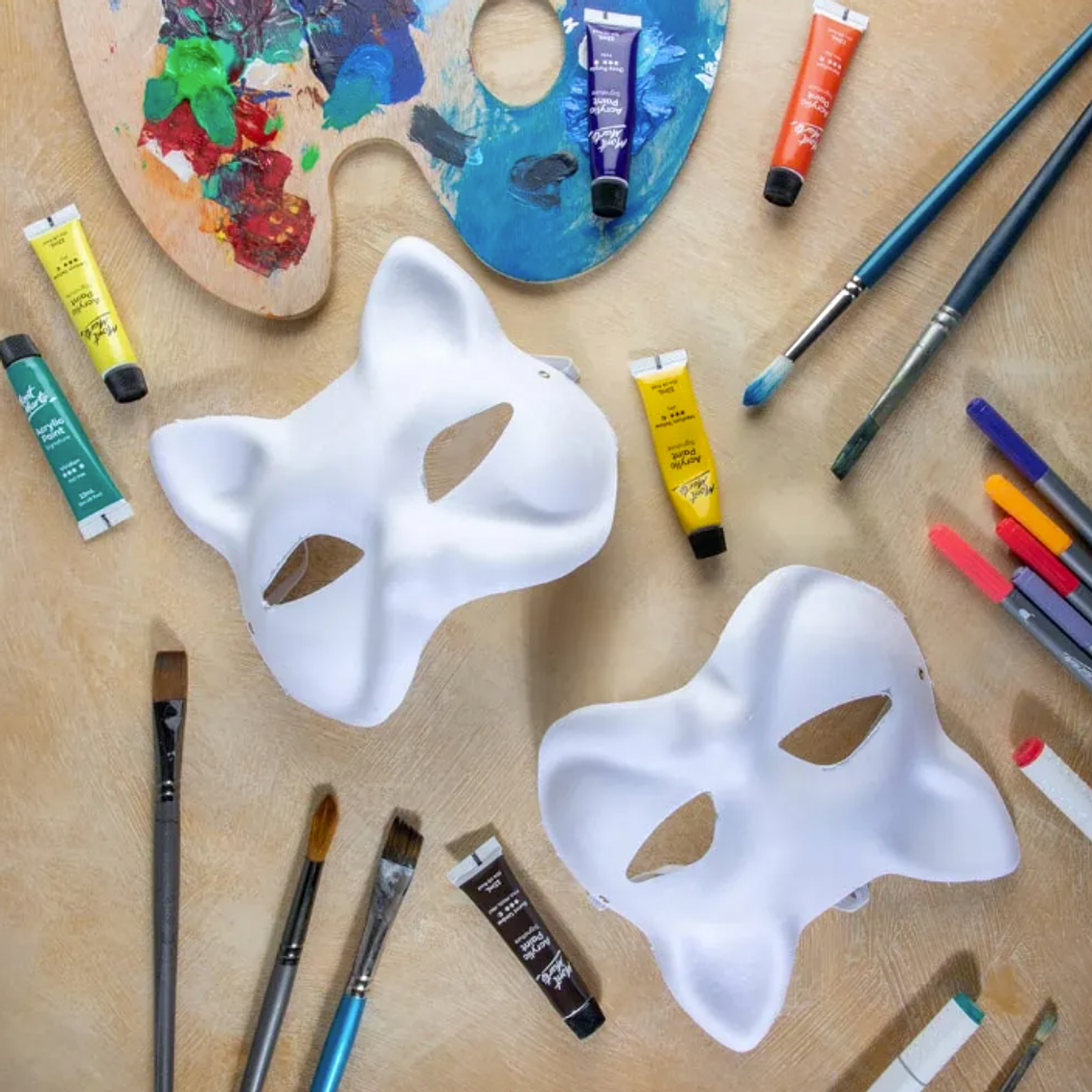 Set 4 Máscaras De Gato Para Pintar En Papel Mache Mont Marte 4