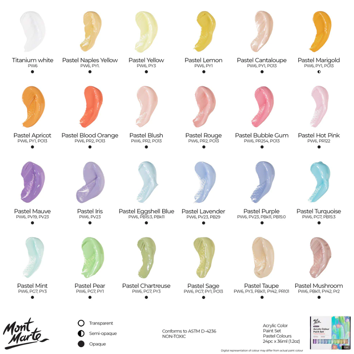 Estuche 24 Pinturas Acrílicas Mont Marte 8
