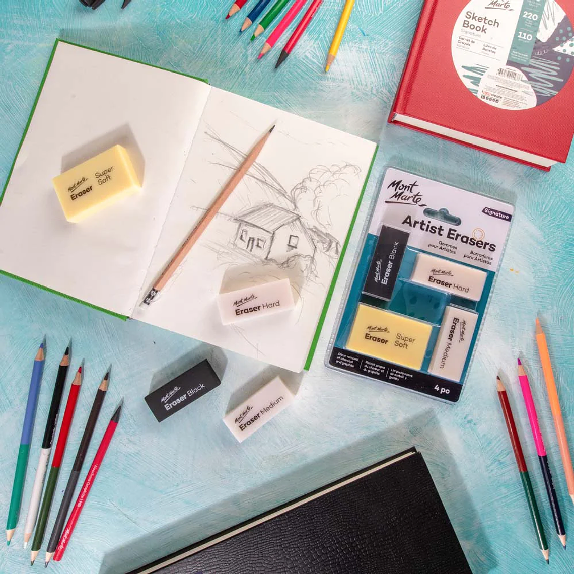 Set 4 Gomas De Borrar Artísticas Profesionales Mont Marte 7