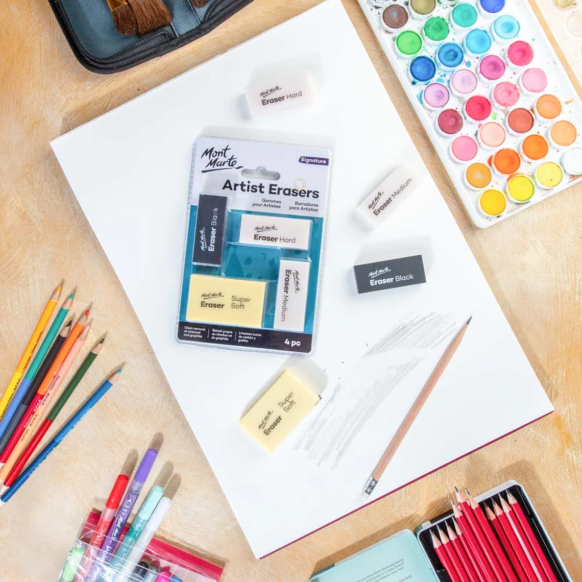 Set 4 Gomas De Borrar Artísticas Profesionales Mont Marte 8