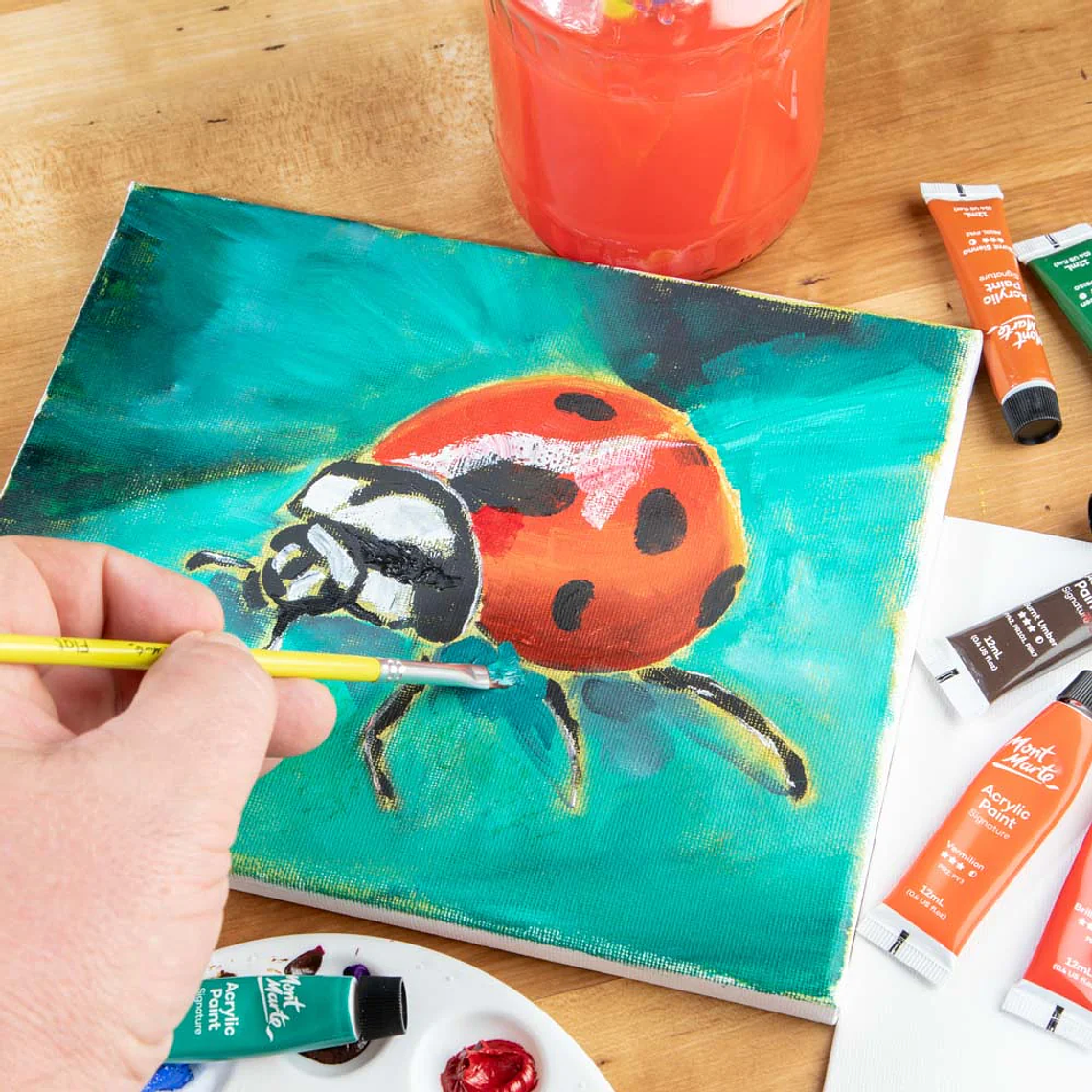 Set De 12 Pinceles Mixtos Paleta Y Redondos Mont Marte 9