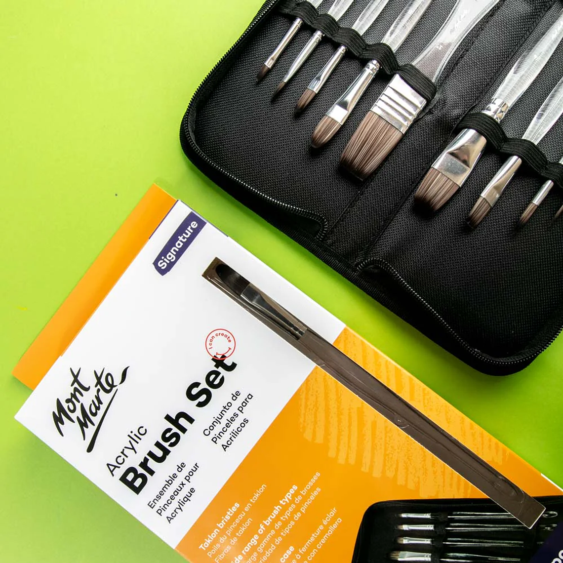 Set De 10 Pinceles Para Acrílicos Con Mango Transparente 2