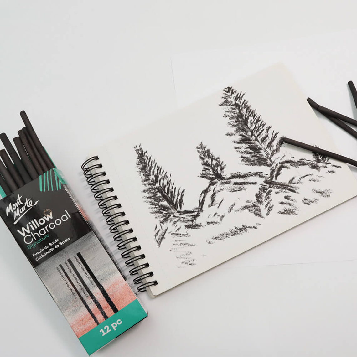 Set 12 Barras De Carboncillo De Sauce Mont Marte 3 Diámetros 7