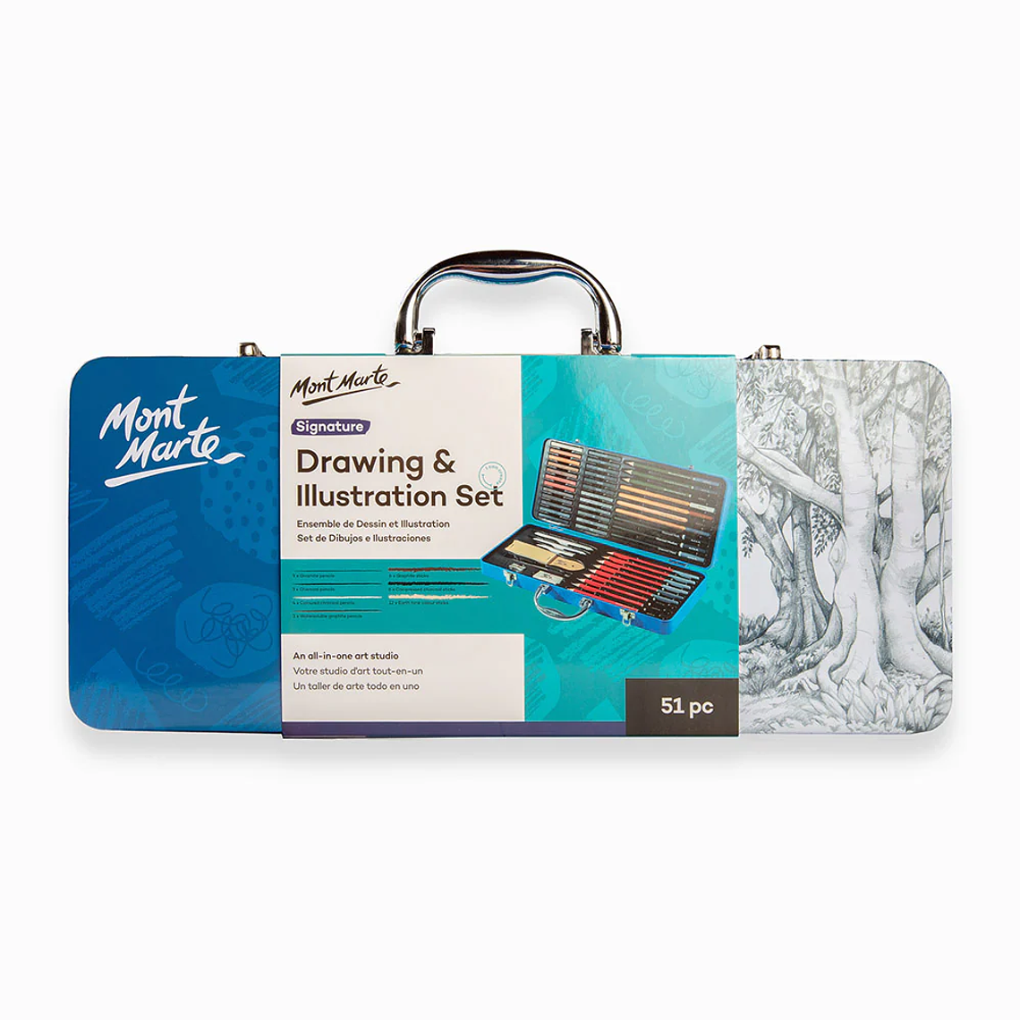 Set De Lápices Dibujo Croquis En Maleta Metálica Mont Marte 1