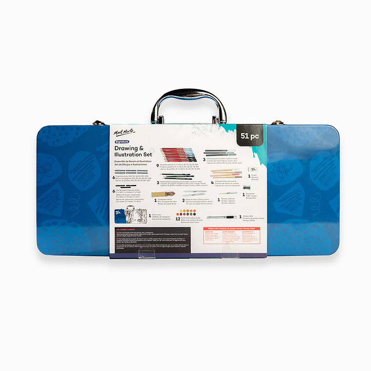 Set De Lápices Dibujo Croquis En Maleta Metálica Mont Marte 3