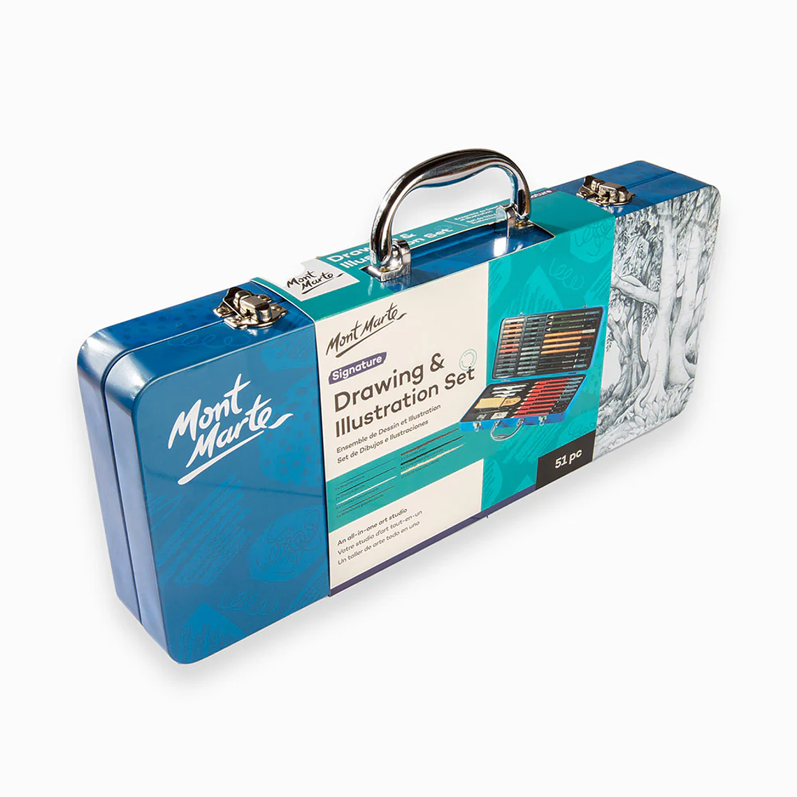 Set De Lápices Dibujo Croquis En Maleta Metálica Mont Marte 4