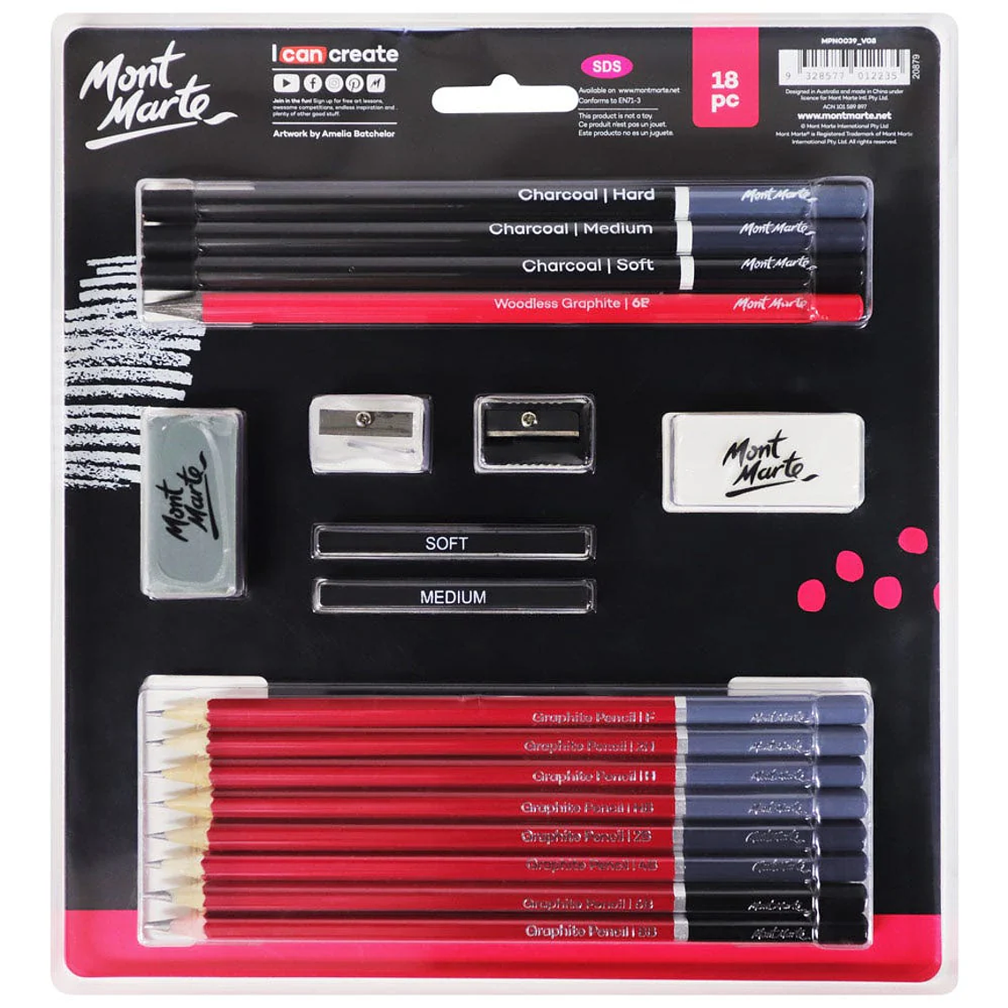 Set Para Dibujar Y Crear Bocetos O Croquis 18 Pcs Mont Marte 1