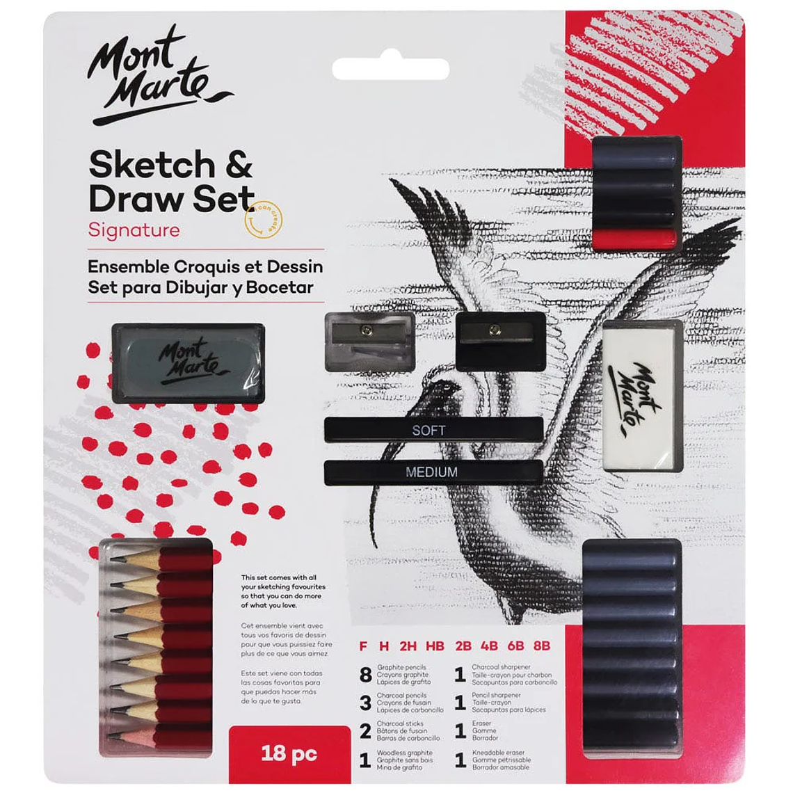 Set Para Dibujar Y Crear Bocetos O Croquis 18 Pcs Mont Marte 2