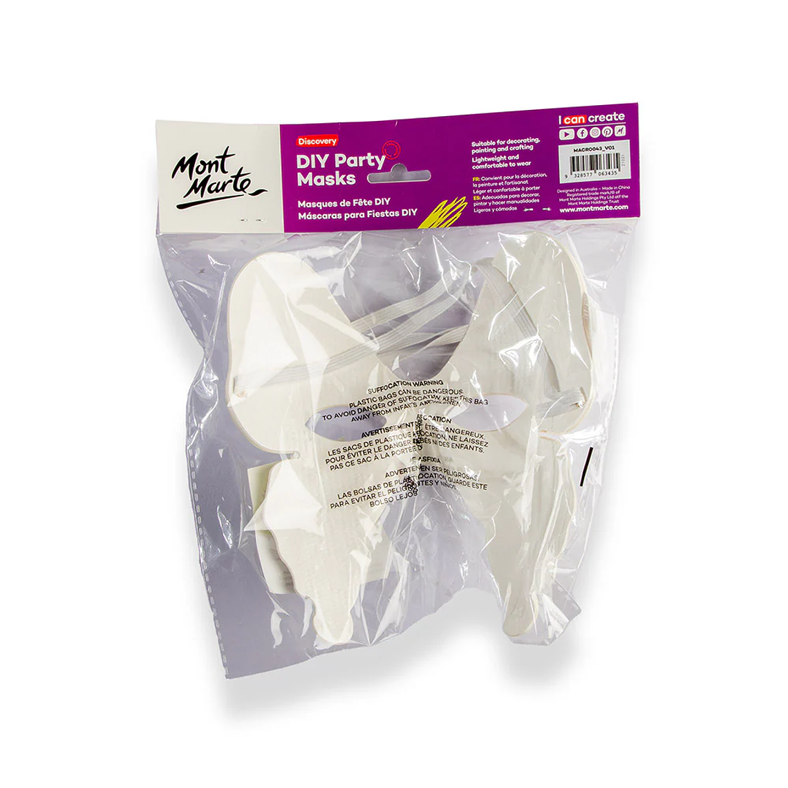 Set 4 Máscaras Fiesta Mariposa Para Pintar Mont Marte 6