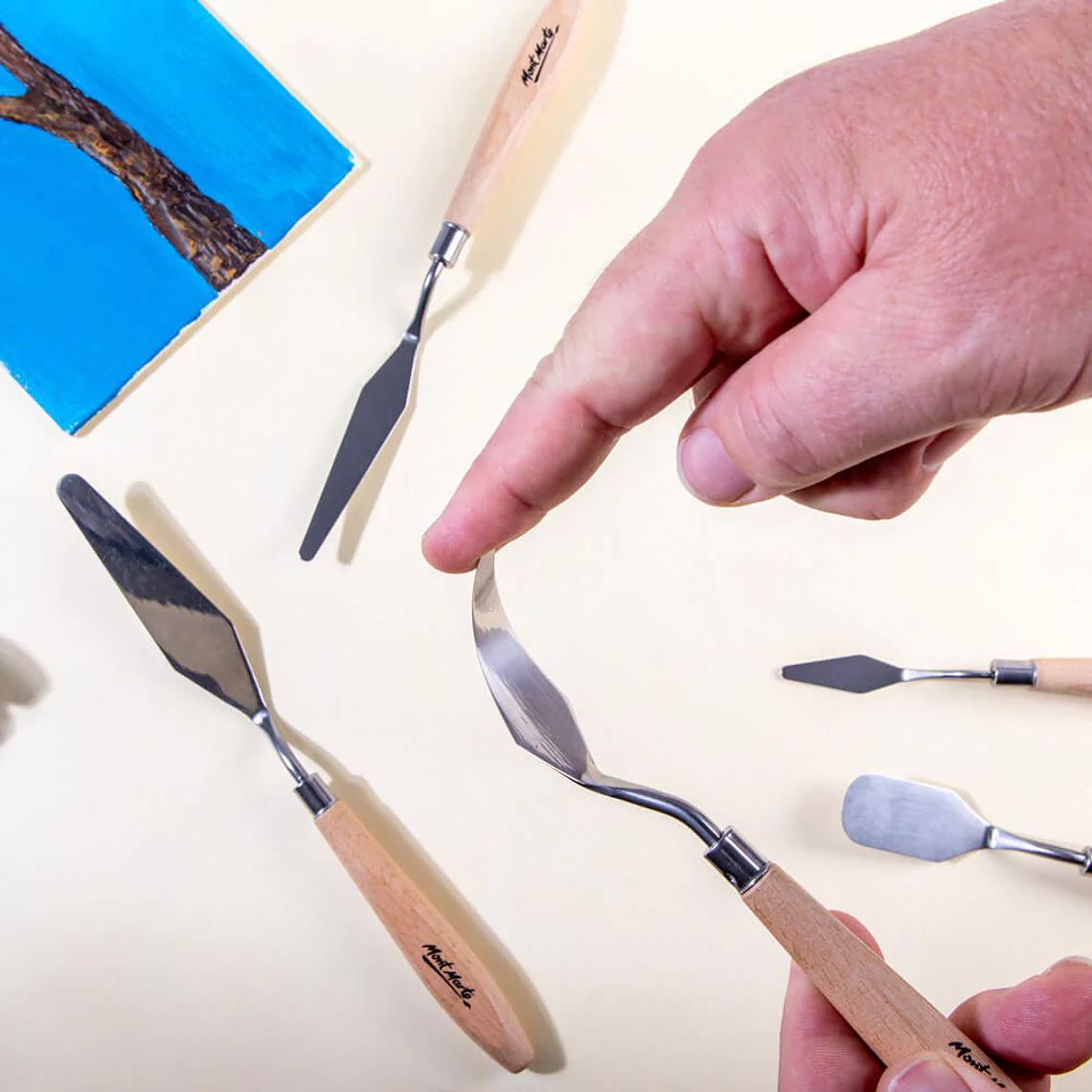 Set de 5 Espátulas O Paleta Metálica Para Pintar Mont Marte 4