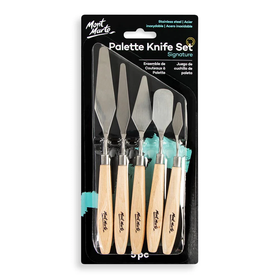 Set de 5 Espátulas O Paleta Metálica Para Pintar Mont Marte 2