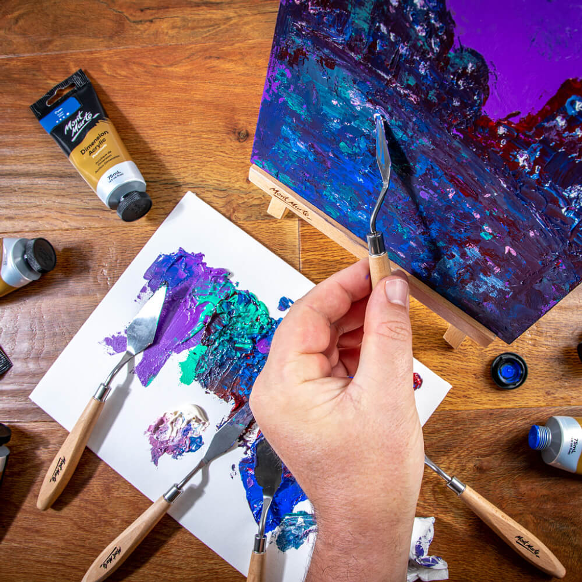 Set de 5 Espátulas O Paleta Metálica Para Pintar Mont Marte 9