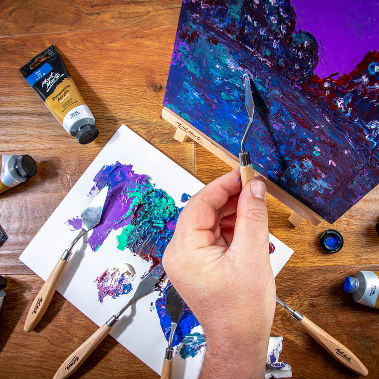 Set de 5 Espátulas O Paleta Metálica Para Pintar Mont Marte 9