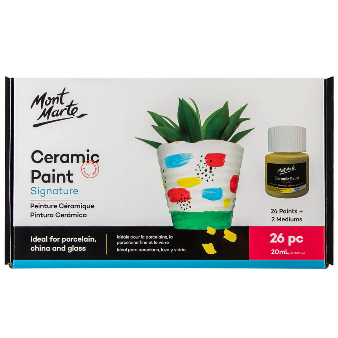 Set de 26 Pinturas Para Cerámica y Porcelana 20ml Mont Marte 1