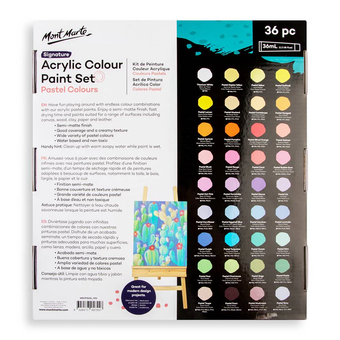 Estuche 36 Pinturas Acrílicas Mont Marte X 36ml 3