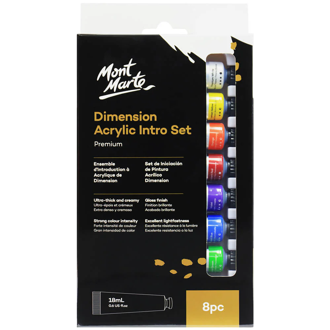 Set Inicial Pintura Acrílica Dimension Mont Marte 8un 18ml 1