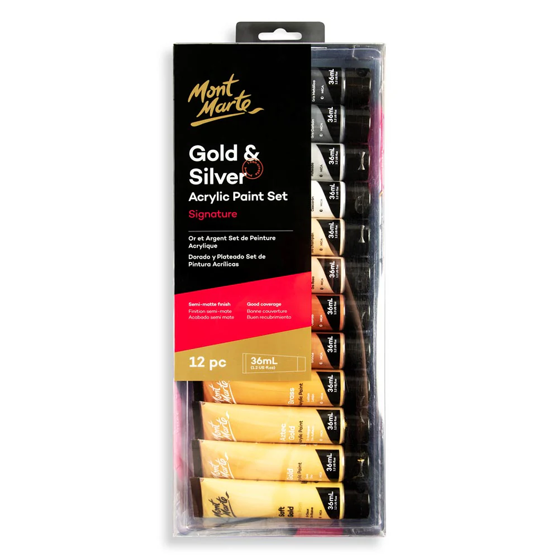 Set De 12 Pinturas Acrílicas Metálicas Pro X 36ml Mont Marte 1