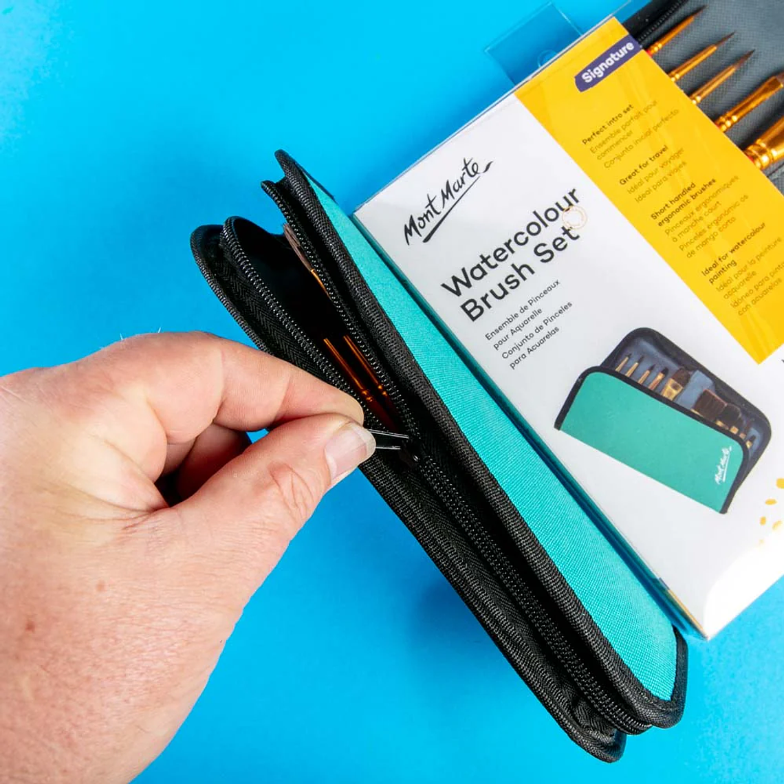 Set De 10 Pinceles Para Acuarela Con Estuche Mont Marte 5