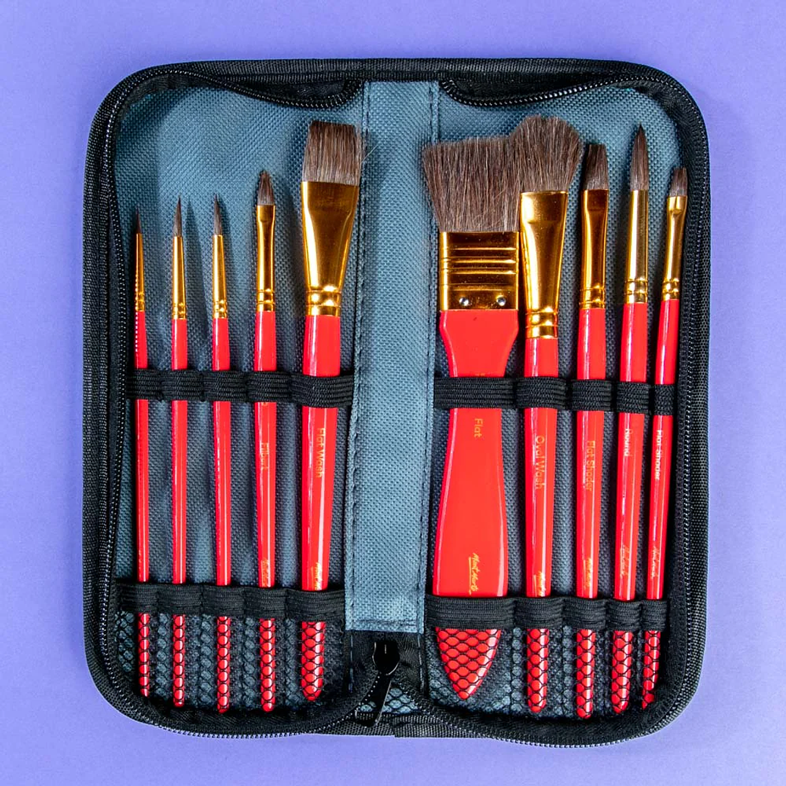 Set De 10 Pinceles Para Acuarela Con Estuche Mont Marte 3