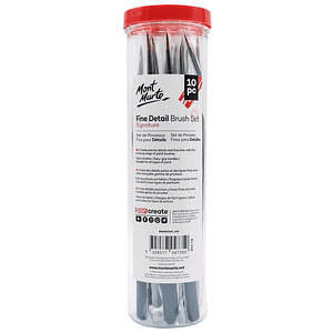 Set 10 Pinceles Detalles Finos Taklon Acrílico Óleo Acuarela Mont Marte Marrón