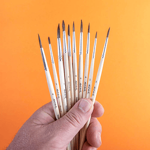 Set De 13 Pinceles Punta Redonda Pelo Natural Mont Marte