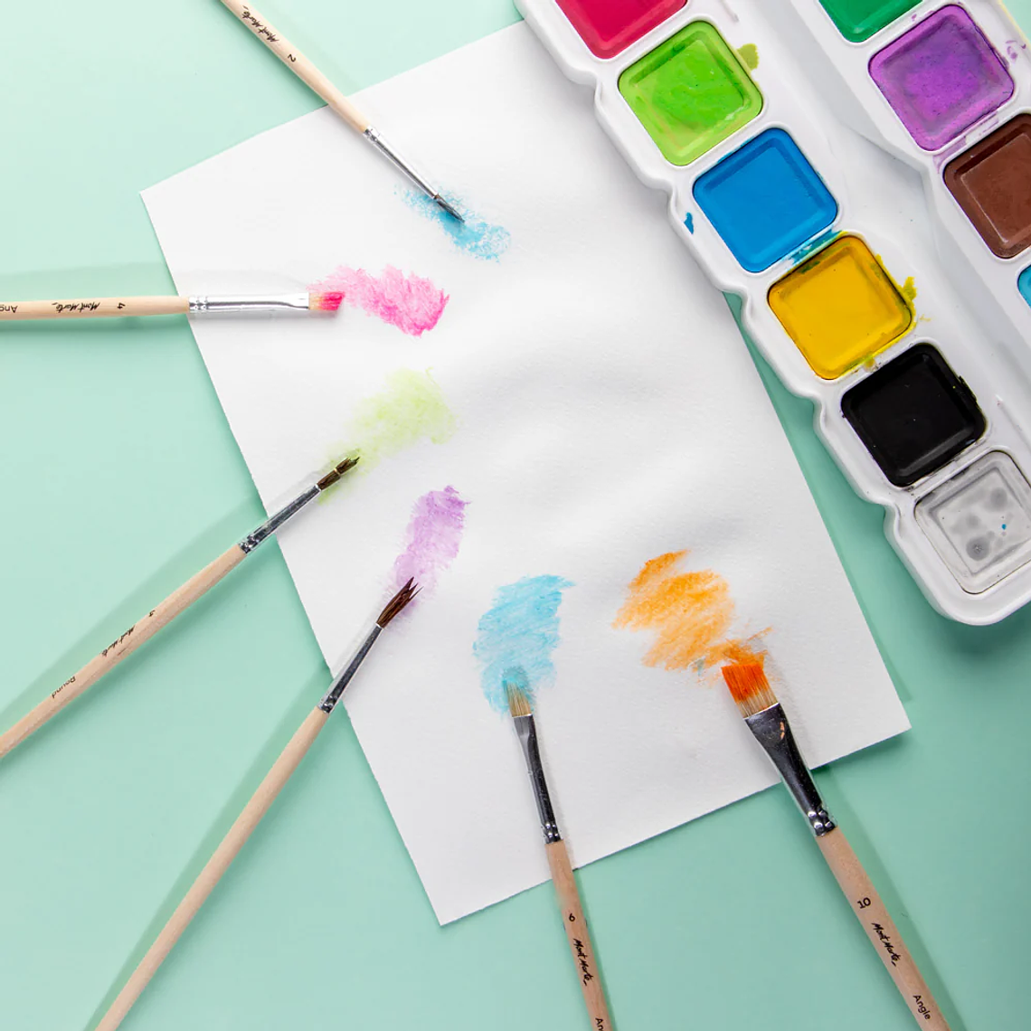 Set De 13 Pinceles Mix Punta Angulada Y Redonda Mont Marte 3