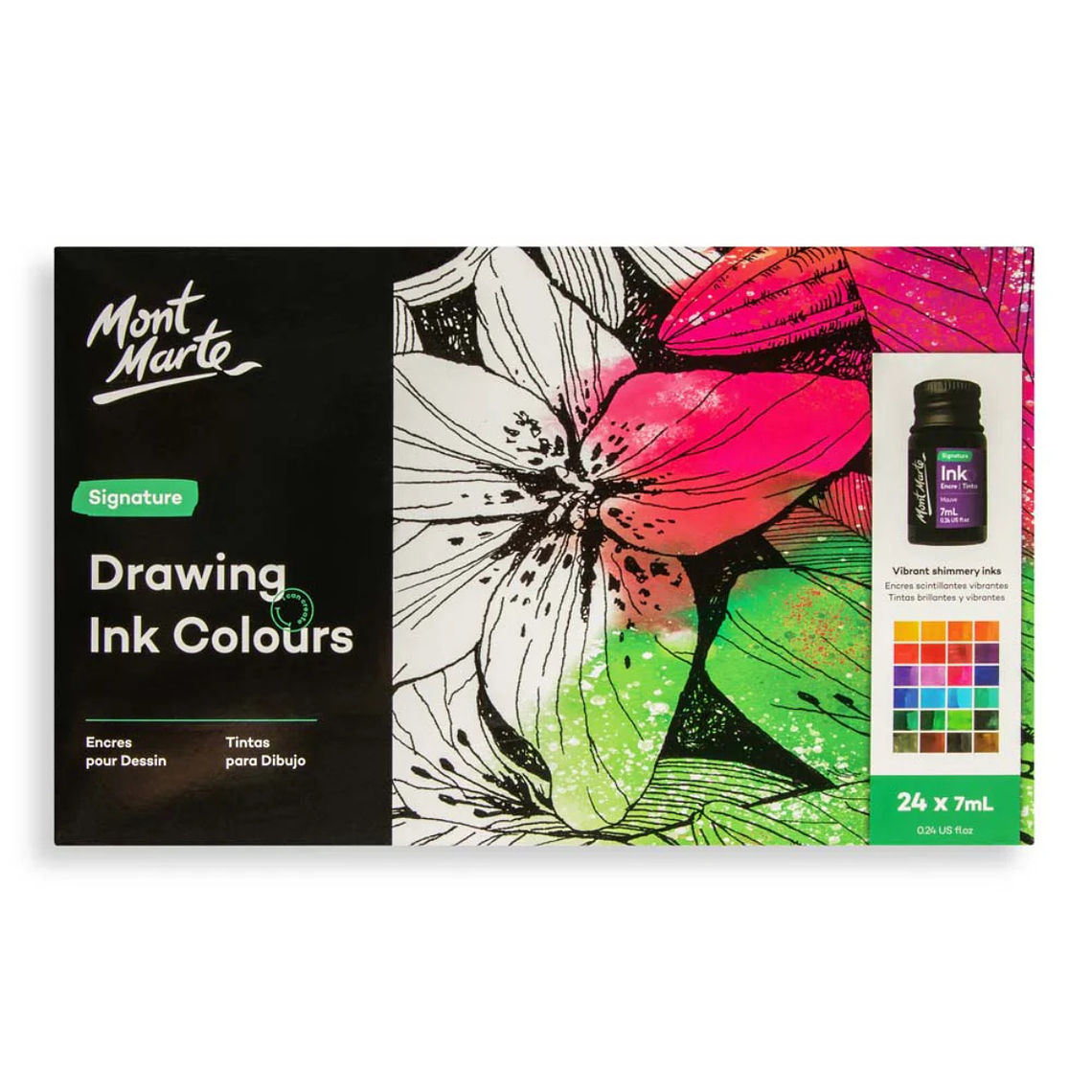 Set de 24 Tintas Para Dibujo o Caligrafía Mont Marte x 7ml 1