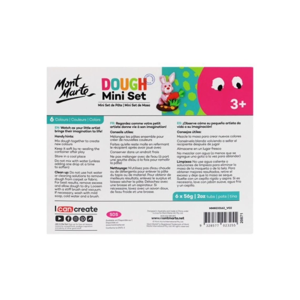 Pack 6 Masas O Plasticinas Kids Dough Mont Marte 4