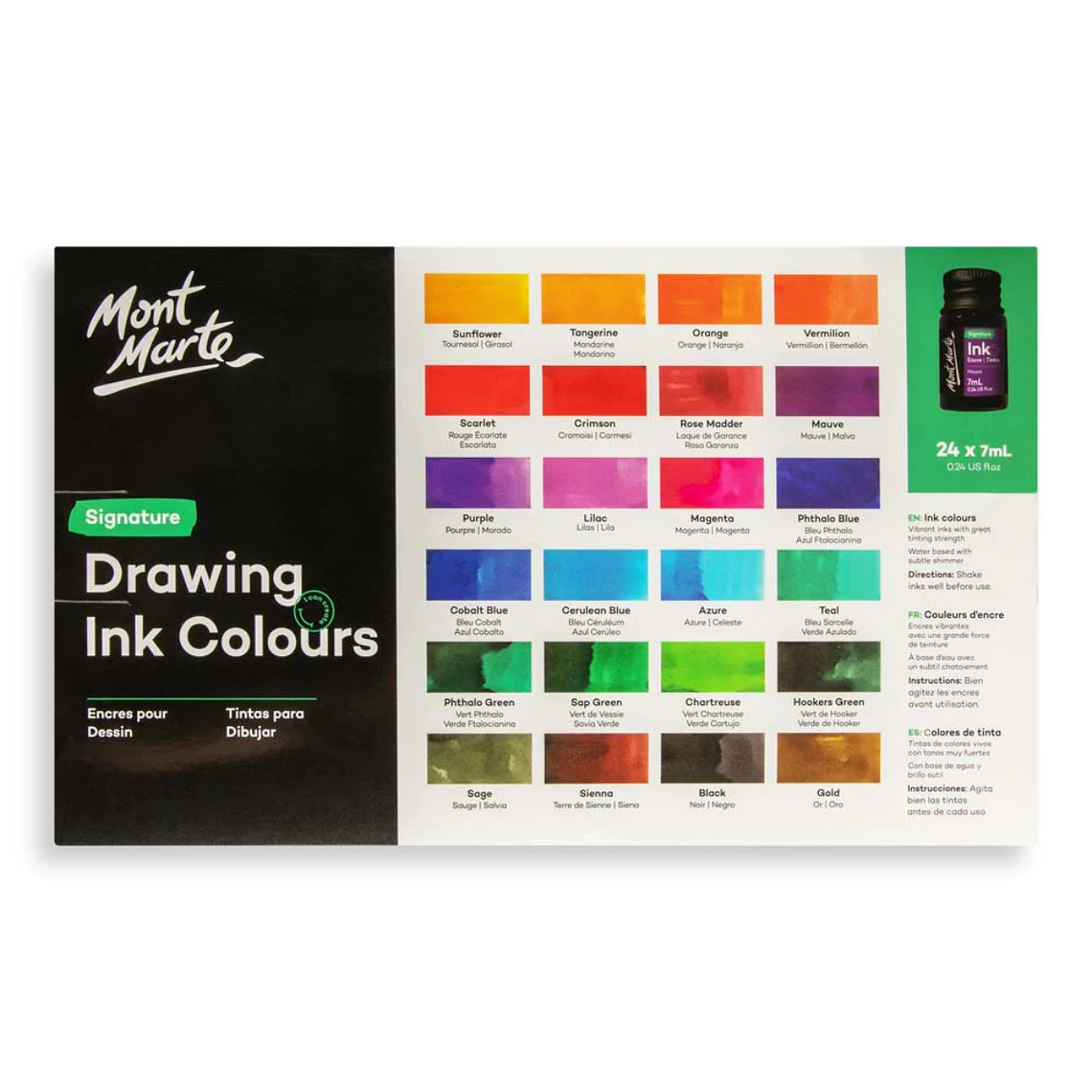 Set de 24 Tintas Para Dibujo o Caligrafía Mont Marte x 7ml 3