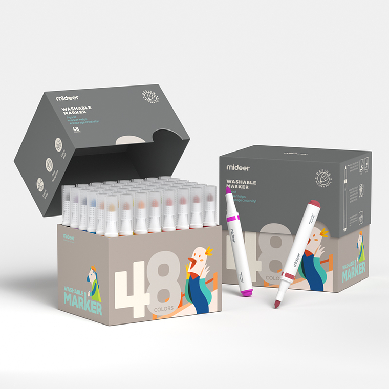 48 Plumones Lavables Premium - Mideer 1