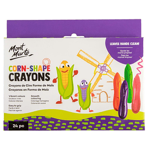 24 Crayones Ergonómicos con Forma de Maíz Mont Marte