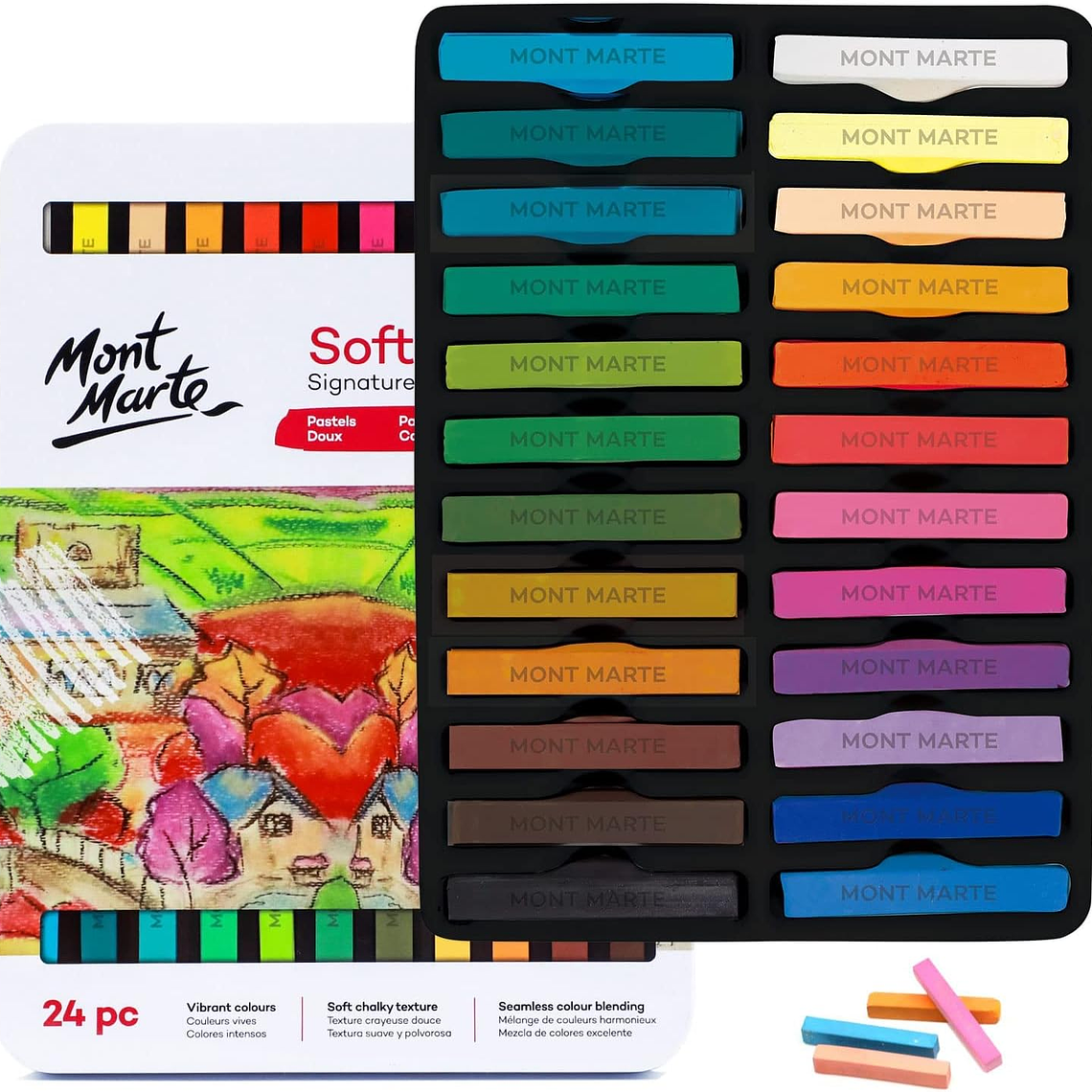 Lata 24 Pasteles Secos Suaves Para Pintar Mont Marte  1