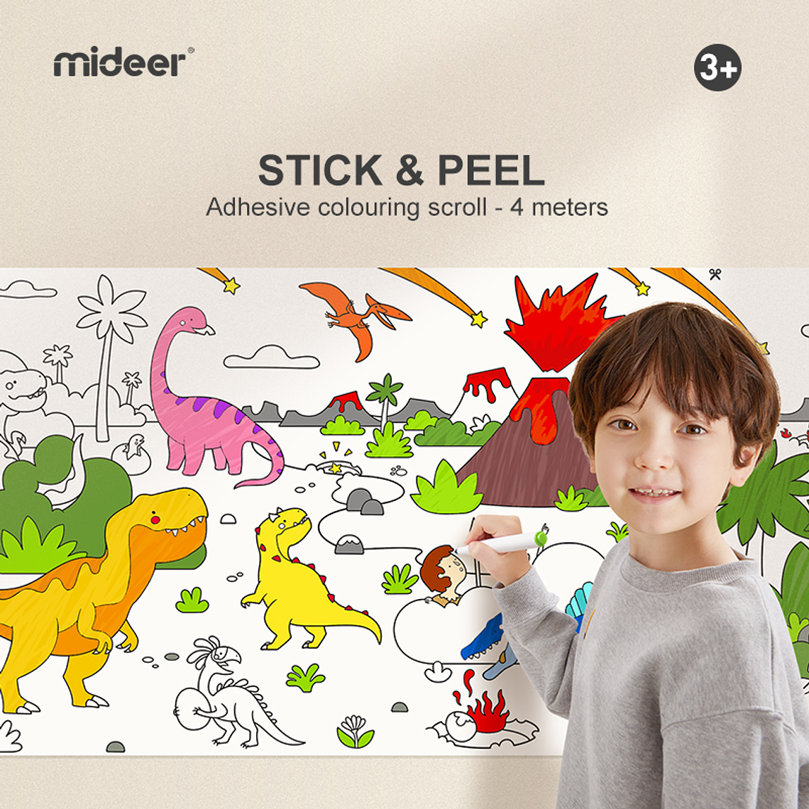 Rollo Adhesivo Para Pintar Dinosaurios Fantásticos 3