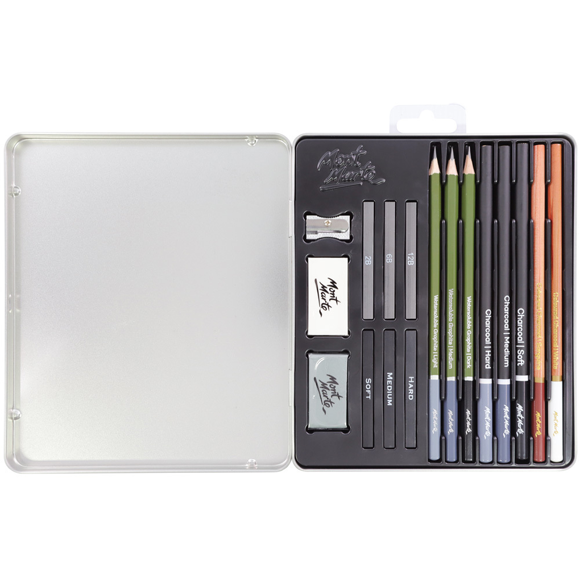 Set de Dibujo Artístico 17 Pc Caja Metálica Mont Marte 1