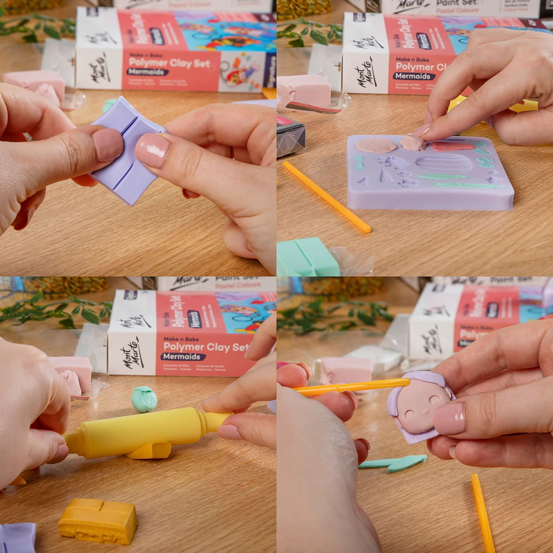 Set de Arcilla Polimérica 42pc Para Crear Sirenas Mont Marte 3