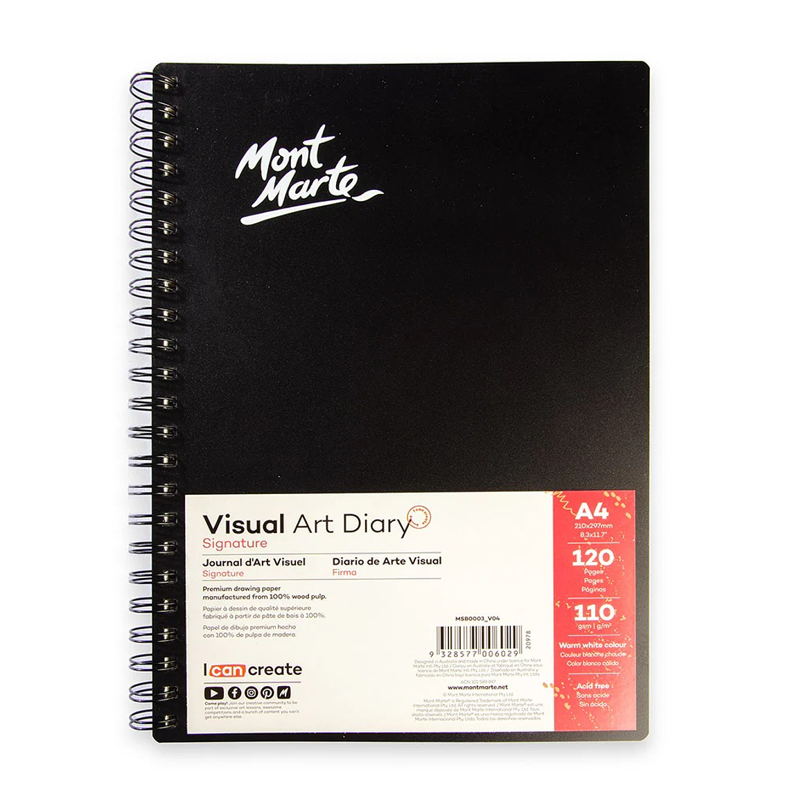 Cuaderno De Dibujo Mont Marte A4 60 Hojas Lisa Signature Negro 1