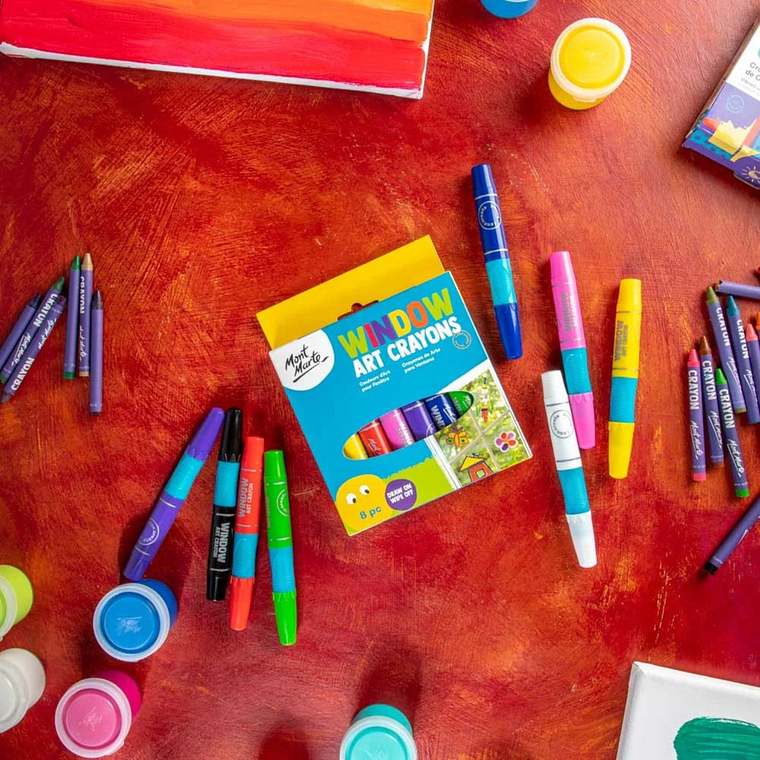Pack 8 Crayones Lavables Para Dibujar En Ventanas Mont Marte 4