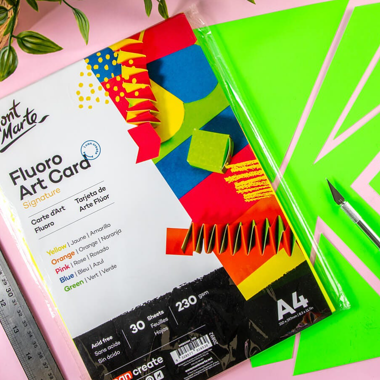 Cartulina Fluor A4 Por Ambas Caras 30 Hojas 230 Gsm 3