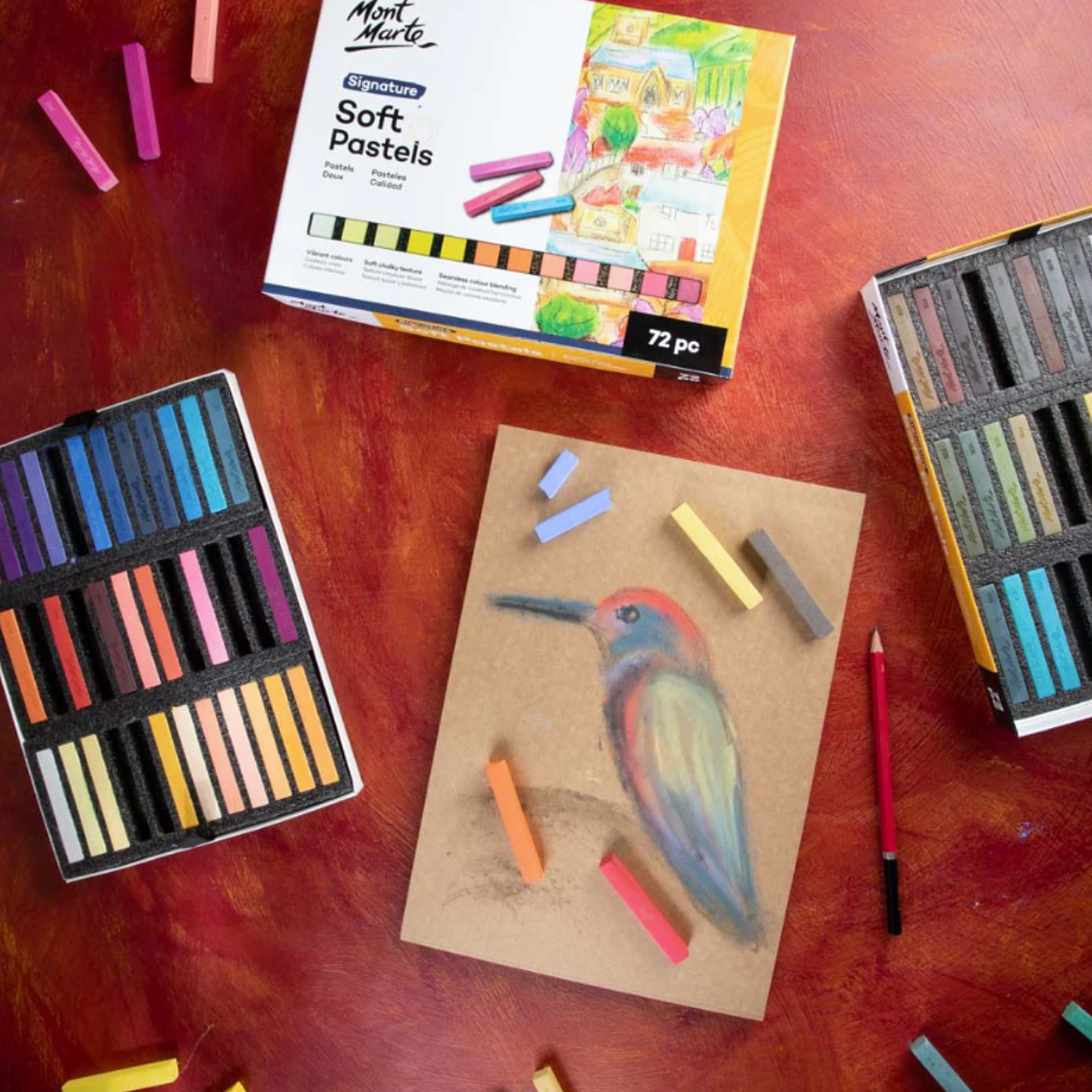 Caja 72 Pasteles Secos Suaves Para Pintar Mont Marte 5