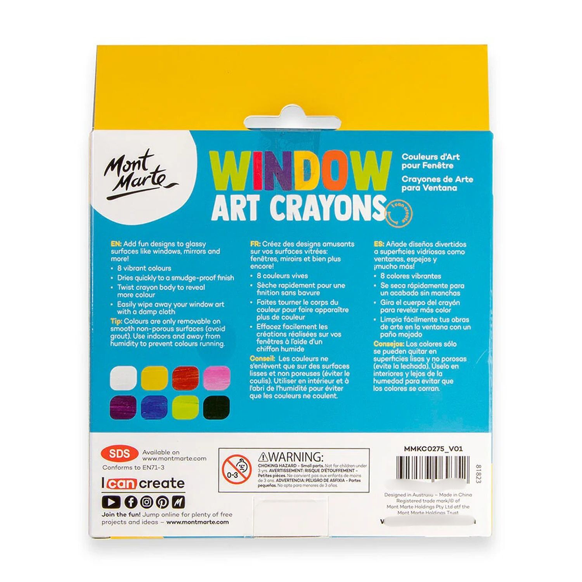 Pack 8 Crayones Lavables Para Dibujar En Ventanas Mont Marte 5