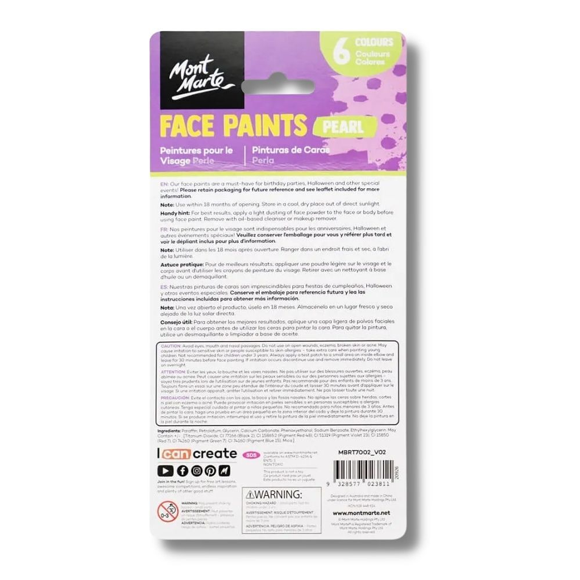 Pack Pintacaritas 6 Colores Mont Marte 2