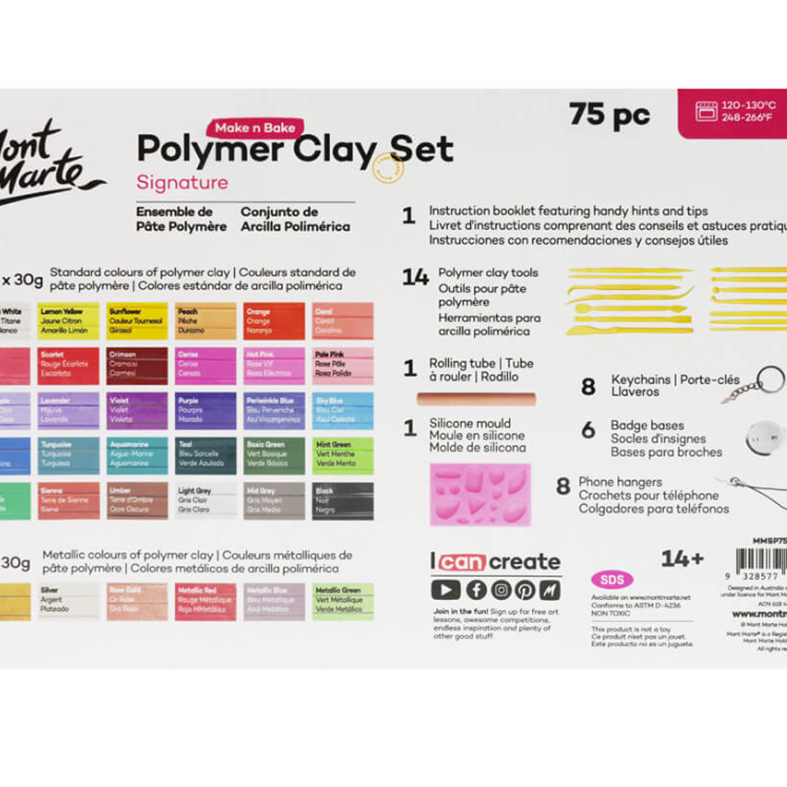 Set de Arcillas de Colores y Herramientas 75 Pcs Mont Marte 7