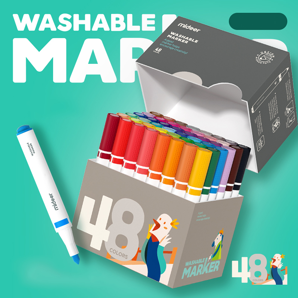 48 Plumones Lavables Premium - Mideer 9