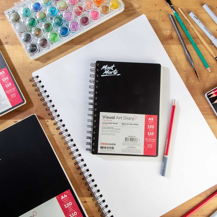 Cuaderno Dibujo Mont Marte A5 Diario Visual 60 Hojas Lisas Negro 6