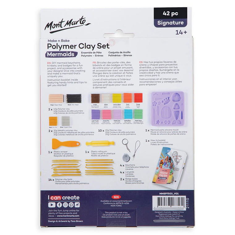 Set de Arcilla Polimérica 42pc Para Crear Sirenas Mont Marte 8