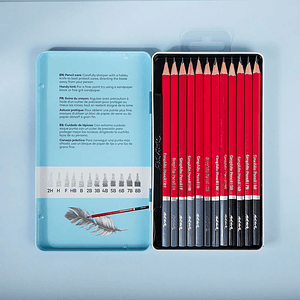 Lata 12 Lápices Grafito Profesional Graduados Mont Marte